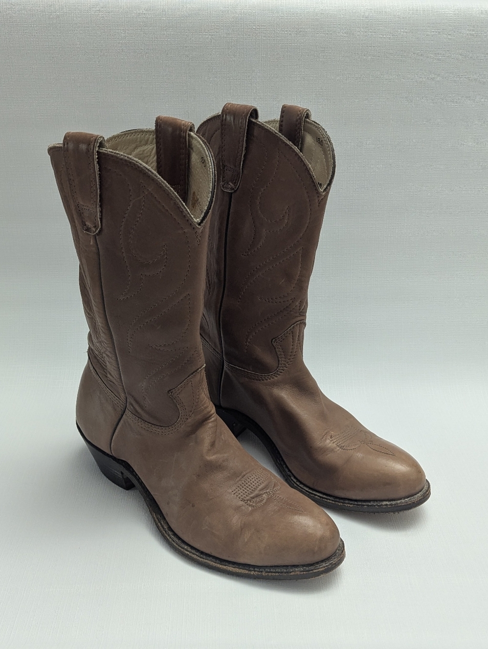 Stewart Handmade Brown Leather Cowboy Boots Men's 13D 13